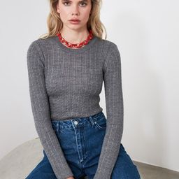 Trendyol Women Ribbed Self Design Pullover Sweater-2