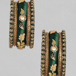 Peora Women 10Pcs Gold-Plated Stone Studded Silk Threaded Bangles-picture-11