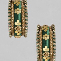 Peora Women 10Pcs Gold-Plated Stone Studded Silk Threaded Bangles-image-87