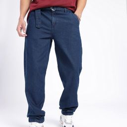 glitchez Men Relaxed Fit Jeans with Belt-image-92