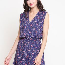 Sera Women Navy Blue & Pink Printed Playsuit-picture-13
