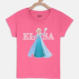 Kids Ville Girls Pink Frozen Printed Cotton Pure Cotton T-shirt-image-57