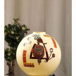 POSH-N-PLUSH Off White Belle Lady Printed Glass Lamp-15