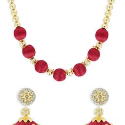 AKSHARA Gold-Plated Red Handcrafted Jewellery Set-image-65