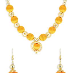 AKSHARA Gold-Plated & Yellow Handcrafted Jewellery Set-58