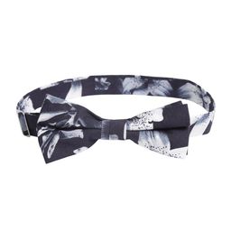 Bruun & Stengade Navy Blue & White Printed Bow Tie-image-22