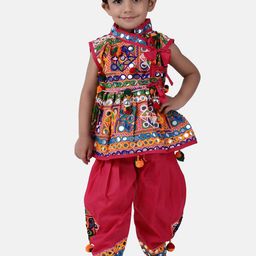 BownBee Boys Pink Embroidered Kurta with Dhoti Pants-picture-37