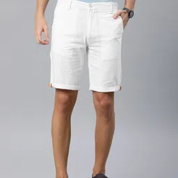 IVOC Men White Solid Slim Fit Regular Shorts-picture-34