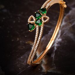Saraf RS Jewellery Gold-Plated & Green Handcrafted Bangle-Style Bracelet-22