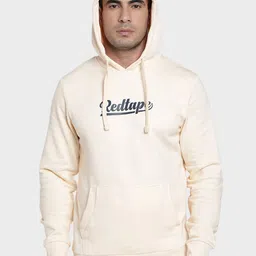 Red Tape Men Cream-Coloured Printed Hooded Sweatshirt-picture-4