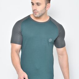 CHKOKKO Men Green Solid Round Neck Gym T -Shirt-image-21
