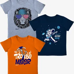 x2o Kids Pack of 3 Printed T-shirt-image-46