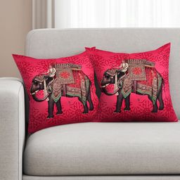 SEJ by Nisha Gupta Pink Set of 2 Printed 16" x 16" Square Cushion Covers-45