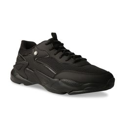North Star Men Black Woven Design PU Sneakers-13