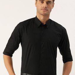 Hancock Men Black Slim Fit Solid Casual Shirt-image-89