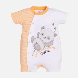 BABY GO Infants Kids White & Peach-Coloured Printed Rompers-3