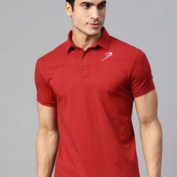 FUAARK Men Maroon Polo Collar Slim Fit Training or Gym T-shirt-image-22