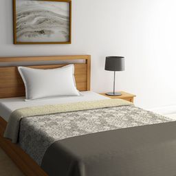 Portico New York Taupe & Beige Printed AC Room 210 GSM Reversible Single Bed Comforter-image-86