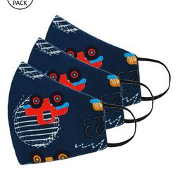 Tossido Kids Blue Pack Of 3 Reusable 3-Ply Cloth Masks-10