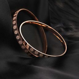 Priyaasi Set Of 2 Rose Gold-Plated Handcrafted Bangles-20