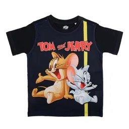 Tom & Jerry Boys Navy Blue Printed Round Neck T-shirt-picture-34
