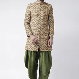Hangup Men Brown & Green Sherwani With Dhoti Pants-image-39
