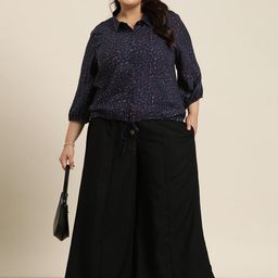 Sztori Plus Size Printed Casual Shirt with Adjustable Waist Tie-Up-picture-27