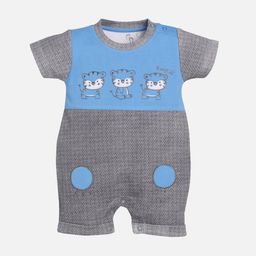 BABY GO Infant Kids Grey & Blue Colourblocked Romper-53