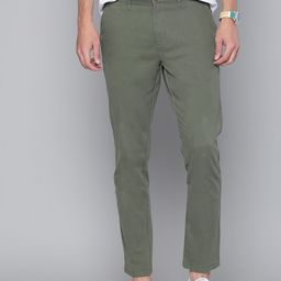 Mast & Harbour Men Olive Green Solid Chinos-image-74