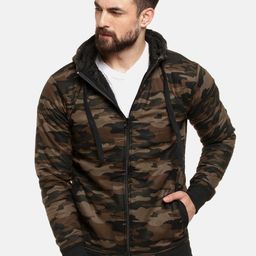 Campus Sutra Men Brown & Black Camouflage Printed Hooded Padded Jacket-34