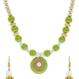 AKSHARA Gold-Plated Green Handcrafted Jewellery Set-image-99