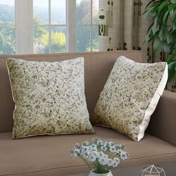Story@home Off-White & Olive Green Set of 2 Abstract Square Cushion Covers-0