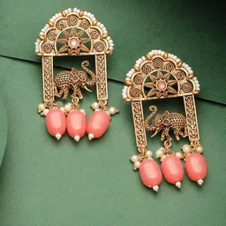 ADIVA Gold-Plated Animal Shaped Drop Earrings-image-96