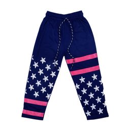 SWEET ANGEL Unisex Navy Blue & White Printed Straight-Fit Track Pants-image-60