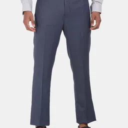 Arrow Men Blue Regular Fit Solid Formal Trousers-picture-18
