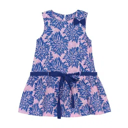 My Little Lambs Girls Pink & Blue Printed Fit and Flare Dress-image-38