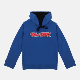 Tom & Jerry Boys Blue Printed Hooded Sweatshirt-image-85
