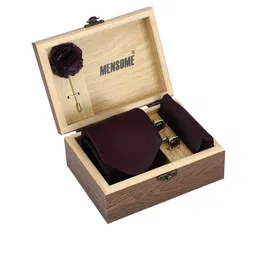 MENSOME Men Burgundy & Gold-Toned Accessory Gift Set-image-9