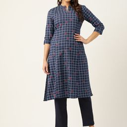 ZIZO By Namrata Bajaj Women Checked Indigo Kurta-image-91