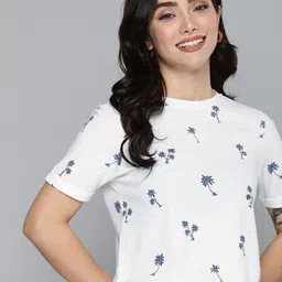 Mast & Harbour Tropical Printed Round-Neck Casual T-shirt-picture-14