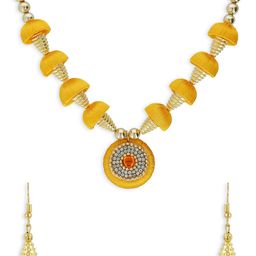 AKSHARA Gold-Plated Yellow Beaded Handcrafted Jewellery Set-picture-32