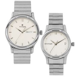 Titan Bandhan His & Her White Analogue Watch Gift Set NF15802490SM03_BBD-image-91