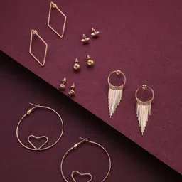 Jewels Galaxy Set of 6 Gold-Plated Earrings-54