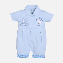 BABY GO Infant Kids Blue & White Solid Cotton Romper-image-49