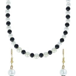 AKSHARA Girls Gold-Plated Black & White Beaded Handcrafted Jewellery Set-image-43