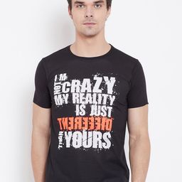 Wear Your Mind Men Black Printed Round Neck T-shirt-image-58
