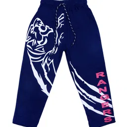 SWEET ANGEL Kids Navy Blue & White Straight Fit Printed Track Pants-image-69