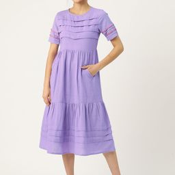 MISRI Embroidered A-Line Midi Dress-image-18
