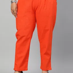 Jaipur Kurti Women Orange Regular Fit Solid Trousers-picture-46