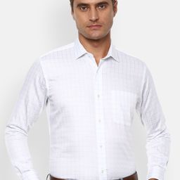 Van Heusen Men White Regular Fit CheckedFormal Shirt-image-72